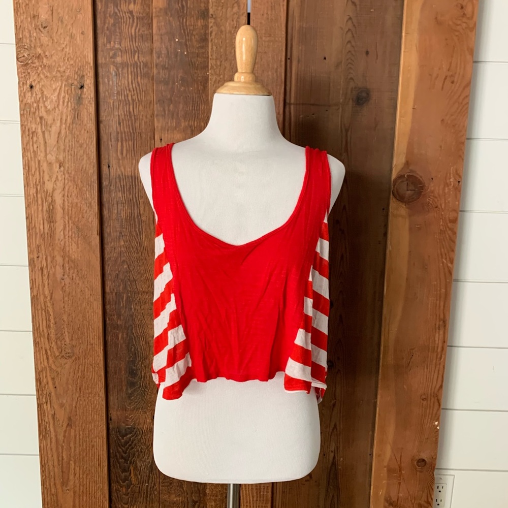 Urban Outfitters Red White Striped Panel Crop Top